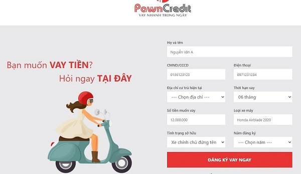 Hướng dẫn cách cầm cố giấy tờ xe Online tại PawnCredit